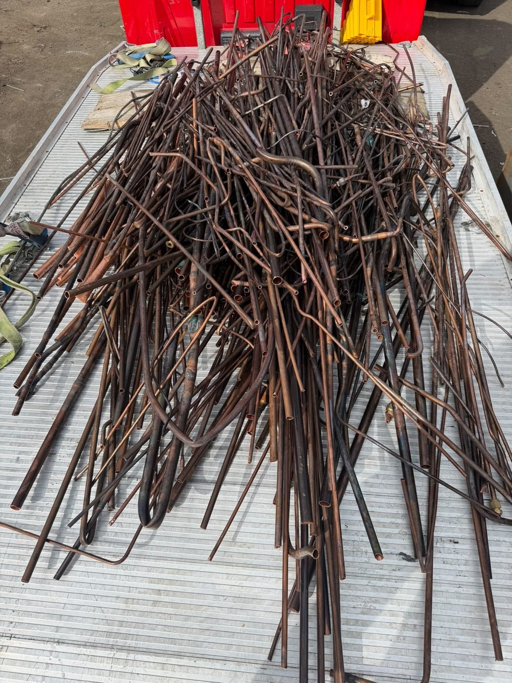 Copper pipe load ready for recycling