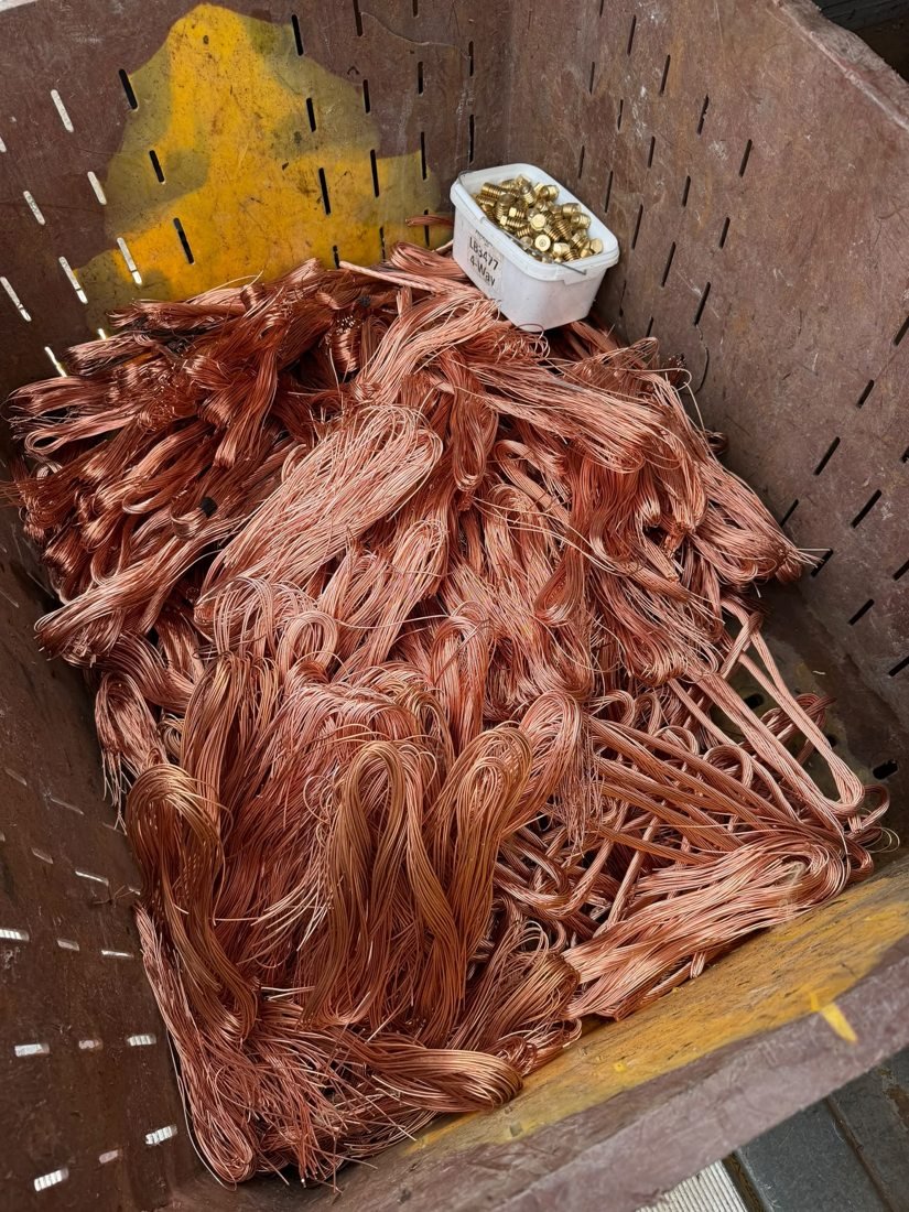 Copper wire and brass scrap ready for recycling