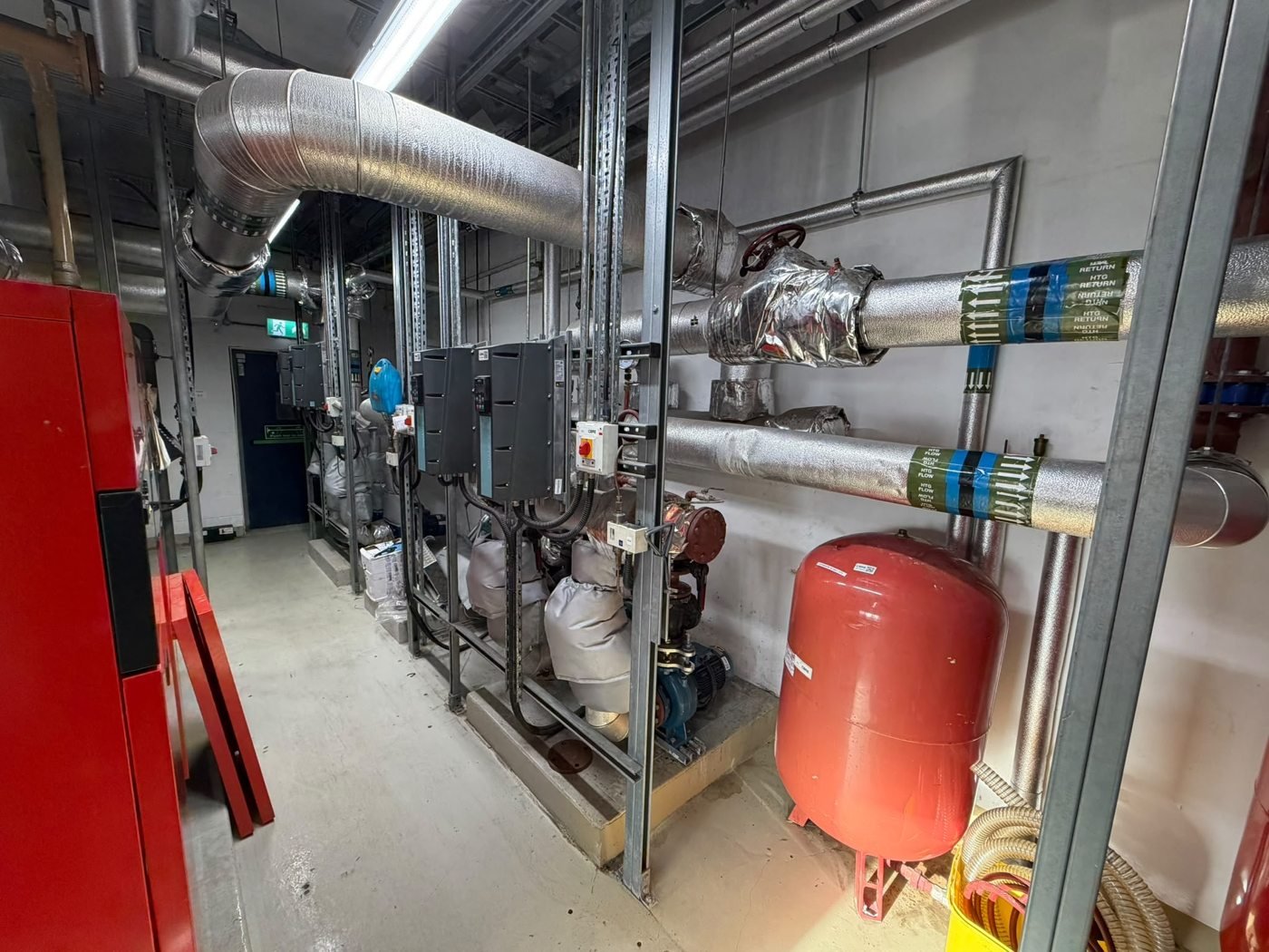 Plant-room equipment and insulated pipework